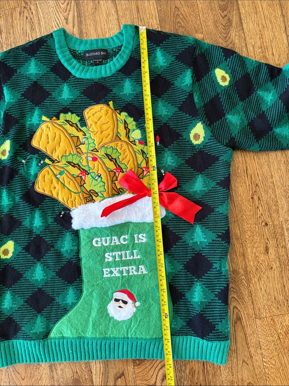 Ugly Christmas Sweater Taco Avocado Guac Blizzard Bay Light Up Holiday Party L - Picture 13 of 15